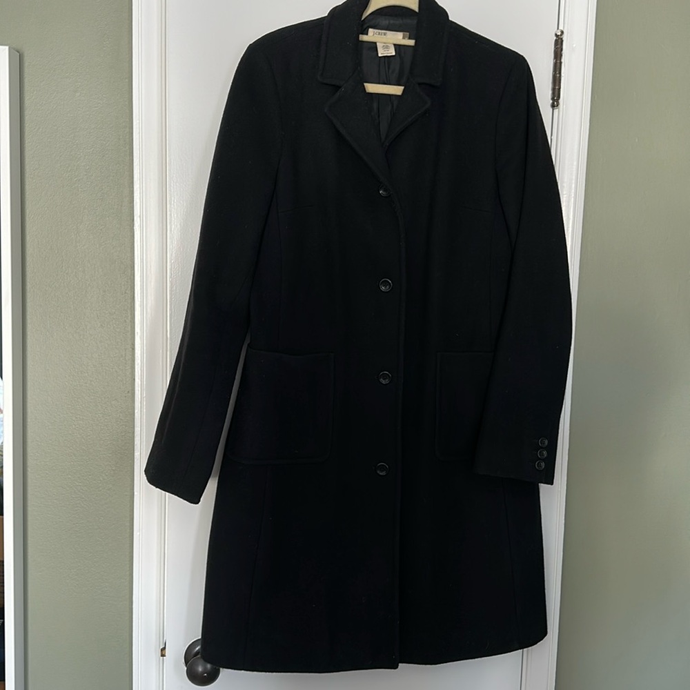 J.Crew Black wool dress coat. Size Medium Tall.
